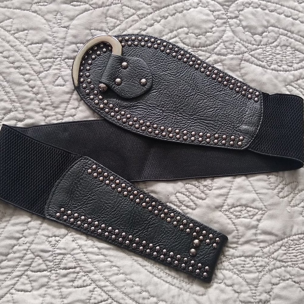 Extra Wide Black Belt with Stretch Elastic